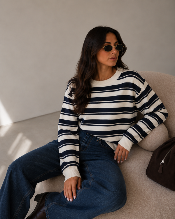 Sweter Sailor Stripe - Granatowy