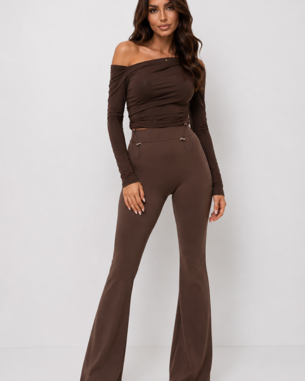 Legginsy Luxe Flare - Brązowe