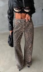 Jeansy Leopard Wide Leg
