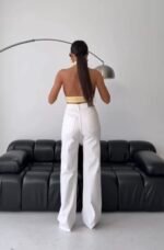 Spodnie Denim Belt – Białe - obrazek 2