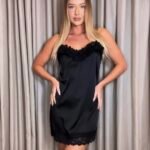 Sukienka Lace Satin - Czarna