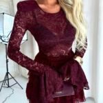 Szorty Levea Bordowe – koronkowe szorty damskie | Amaré Atelier